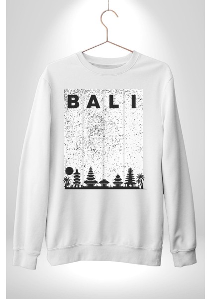 Bali Endonezya Erkek Kadın Unisex Dijital Baskılı Beyaz Sweatshirt