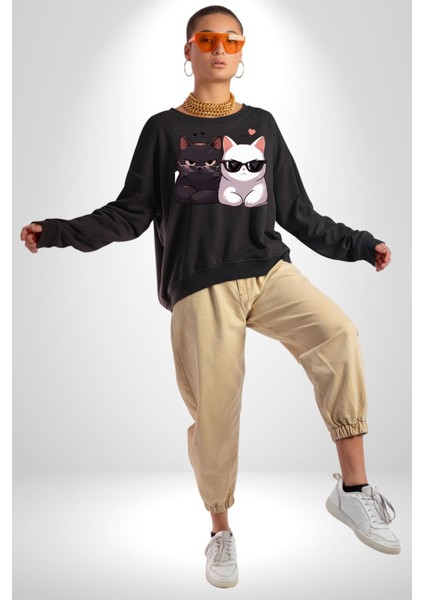 Deadpool Kahvaltı Tasarım Erkek Kadın Unisex Dijital Baskılı Siyah Sweatshirt