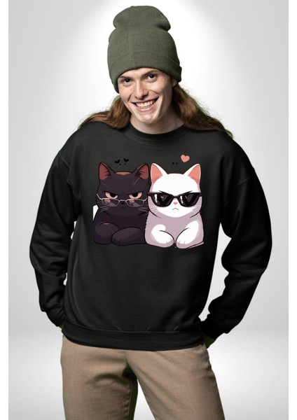 Deadpool Kahvaltı Tasarım Erkek Kadın Unisex Dijital Baskılı Siyah Sweatshirt