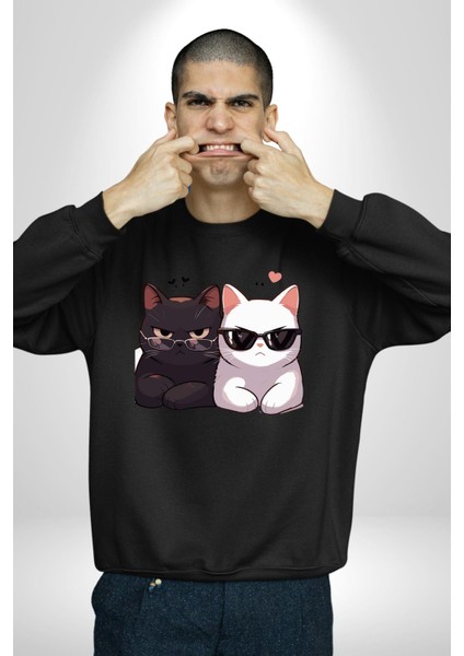 Deadpool Kahvaltı Tasarım Erkek Kadın Unisex Dijital Baskılı Siyah Sweatshirt