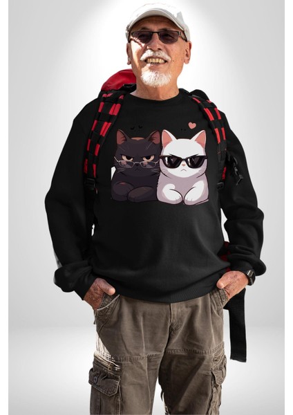 Deadpool Kahvaltı Tasarım Erkek Kadın Unisex Dijital Baskılı Siyah Sweatshirt