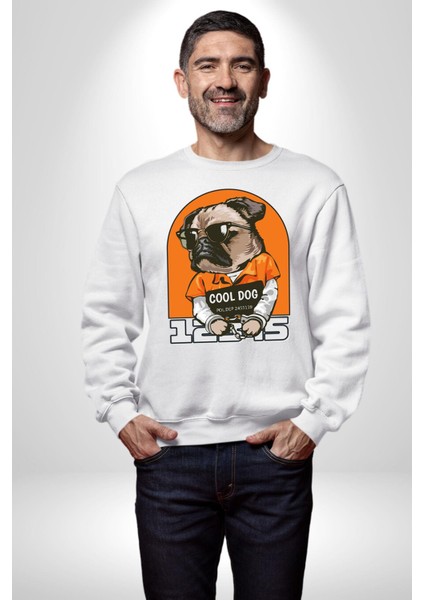 Cool Köpek Hapishane Güneş Gözlük Erkek Kadın Unisex Dijital Baskılı Beyaz Sweatshirt