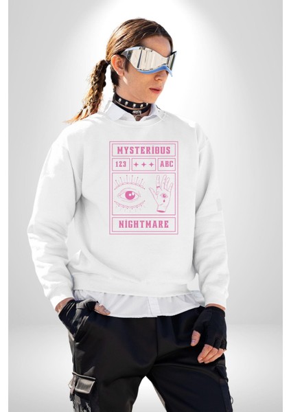 Mason Gözü Shirli Göz Kişilik Sokak Tasarımı Erkek Kadın Unisex Dijital Baskılı Beyaz Sweatshirt modelleri