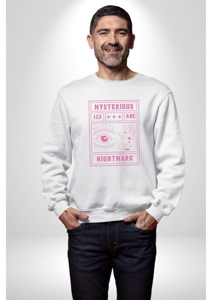 Mason Gözü Shirli Göz Kişilik Sokak Tasarımı Erkek Kadın Unisex Dijital Baskılı Beyaz Sweatshirt fırsatları