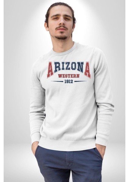 Arizona Western Üniversitesi 1912 Erkek Kadın Unisex Dijital Baskılı Beyaz Sweatshirt