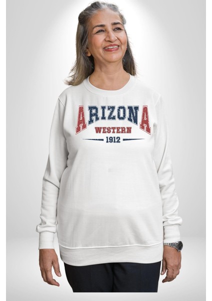 Arizona Western Üniversitesi 1912 Erkek Kadın Unisex Dijital Baskılı Beyaz Sweatshirt