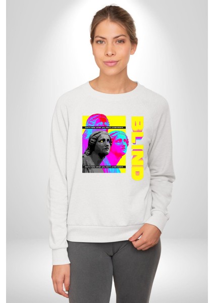 Heykel Anlamadığınız Şeyden Nefret Etmeyin Erkek Kadın Unisex Dijital Baskılı Beyaz Sweatshirt indirimleri