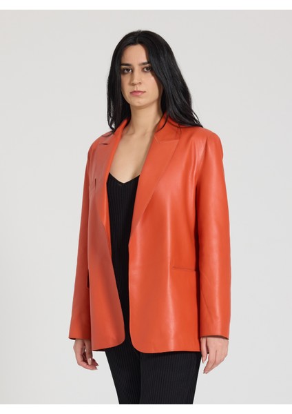 Kadın Turuncu Blazer Deri Ceket fiyatları