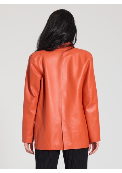 Kadın Turuncu Blazer Deri Ceket fırsatları