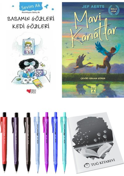 Mavi Kanatlar ve Babamın Gözleri Kedi Gözleri 2'li Set - Kalem