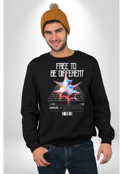 Farklı Olmak Zorundayım Erkek Kadın Unisex Dijital Baskılı Siyah Sweatshirt
