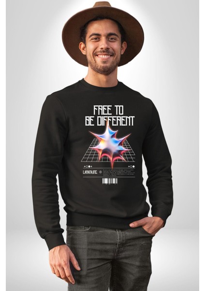 Farklı Olmak Zorundayım Erkek Kadın Unisex Dijital Baskılı Siyah Sweatshirt