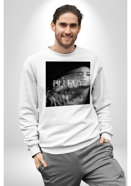 Blurry Kapak Kadınlar Costa Albüm Erkek Kadın Unisex Dijital Baskılı Beyaz Sweatshirt