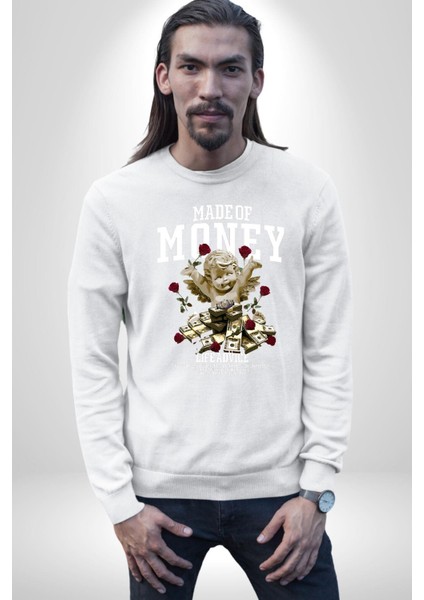 Aşk Meleği Para Kazandım Hayat Tavsiyesi Erkek Kadın Unisex Dijital Baskılı Beyaz Sweatshirt fiyatları