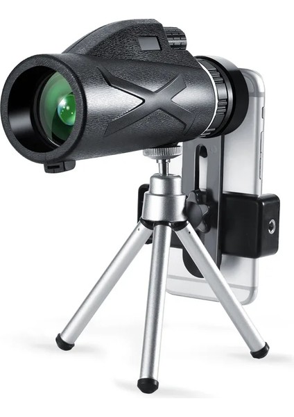 80X100 Yüksek Çözünürlüklü Dürbün Ultra Zoom Tek Göz Monoküler Teleskop Telefon Tutucu Taşıma Çantalı Tripotlu