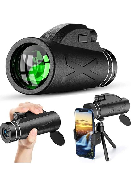 80X100 Yüksek Çözünürlüklü Dürbün Ultra Zoom Tek Göz Monoküler Teleskop Telefon Tutucu Taşıma Çantalı Tripotlu
