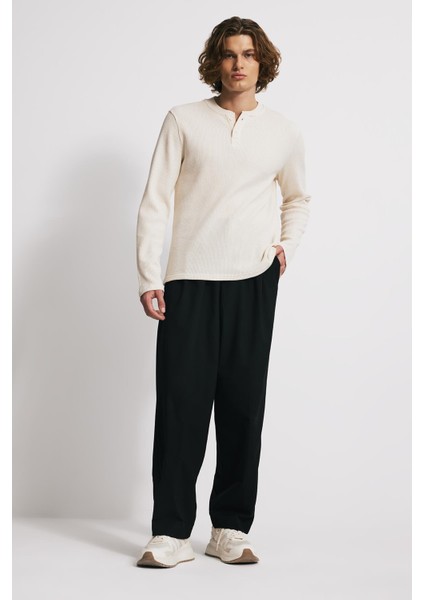 Düğmeli Waffle Uzun Kol T-Shirt fırsatları