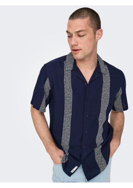 Onsavı Reg Ss Boucle Strpe Resort Shırt Pamuk Erkek T-Shirt fırsatları