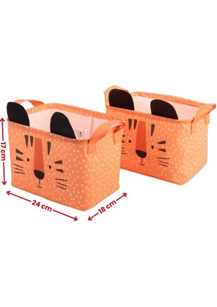 Kaplan Desenli Kulplu Dikdörtgen Bebek Çocuk Odası Düzenleyici Organizer 24X18X16 cm modelleri