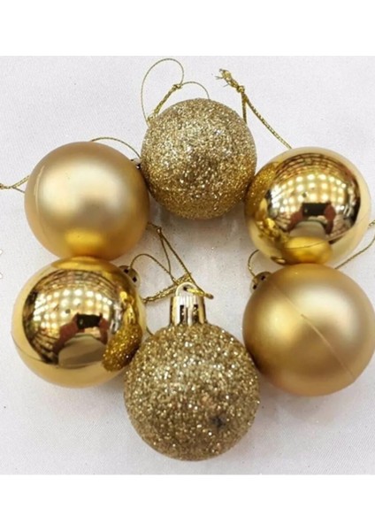 Yılbaşı Süsü 10 cm Gold Toplar, Yılbaşı Ağacı Süsü Çam Ağacı Süsü Noel Ağacı Süsü