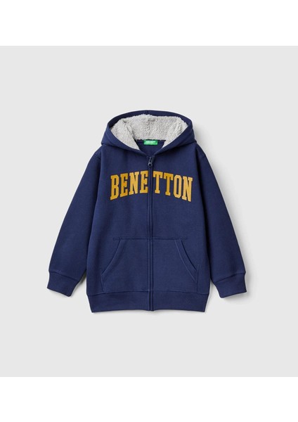 United Colors Of Benetton Erkek Çocuk Lacivert Kapşonlu Sweatshirt