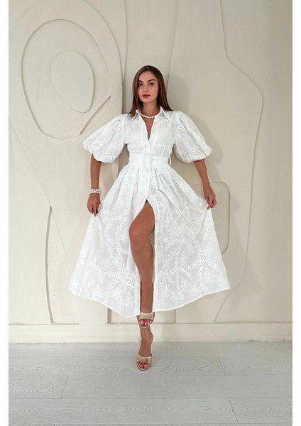 Balon Kollu Pileli Elbise fırsatları