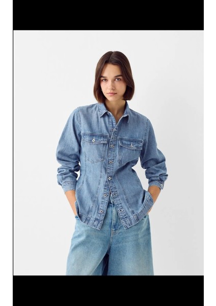 Allbucks Bershka, Bele Oturan Denim Gömlek ABBRS0056