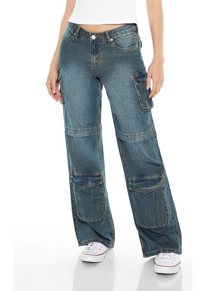 F21 Wide-Leg Kargo Jean Pantolon