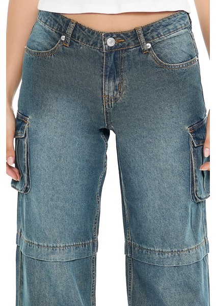 F21 Wide-Leg Kargo Jean Pantolon