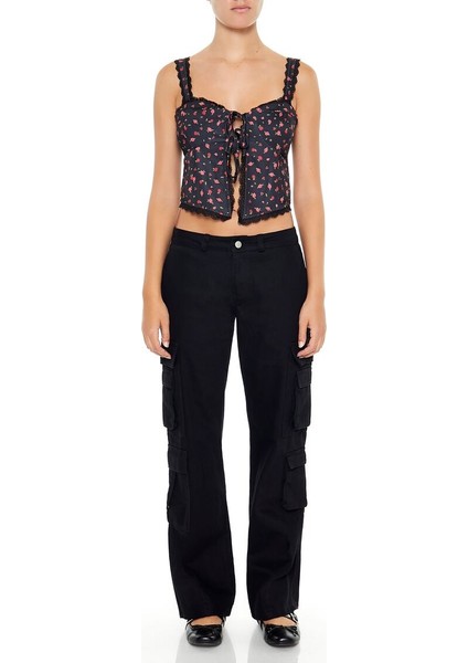 F21 Twill-Low-Rise Kargo Pantolon