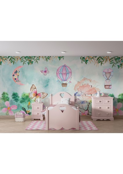 Kelebek Diyarı Renkli Temalı Çocuk Odası Duvar Kağıdı modelleri