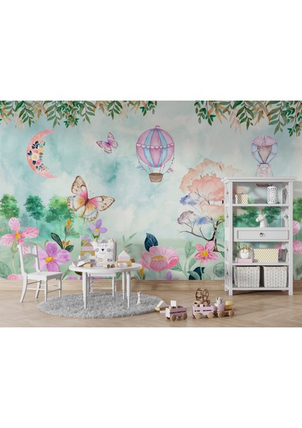 Kelebek Diyarı Renkli Temalı Çocuk Odası Duvar Kağıdı fırsatları