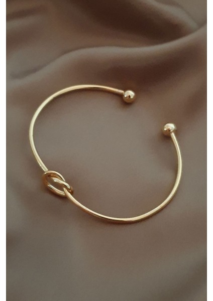 Altın Renk Kadın Altın Düğüm Detay Ayarlanabilir Kelepçe Bileklik - 3156 fiyatları