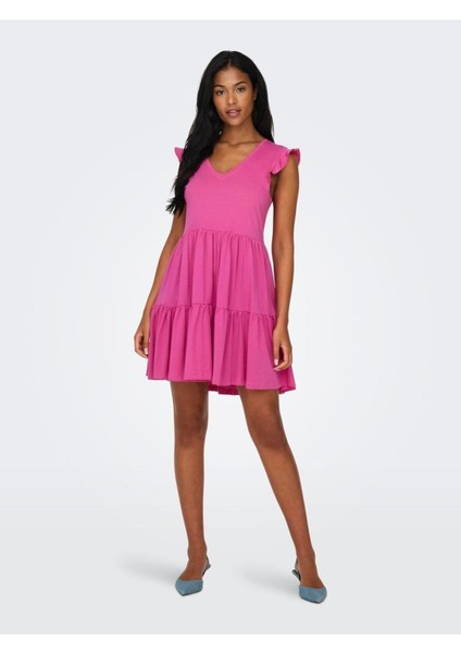 Onlmay Cap Sleev Frıl Dress Jrs %100 Organik Pamuk(Cotton) fırsatları
