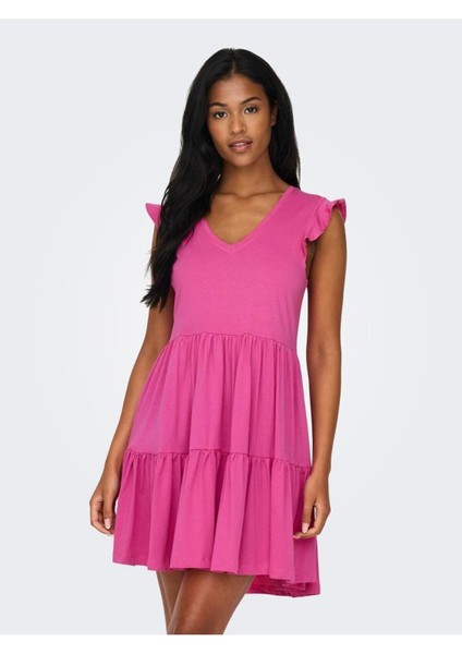 Onlmay Cap Sleev Frıl Dress Jrs %100 Organik Pamuk(Cotton) indirimleri