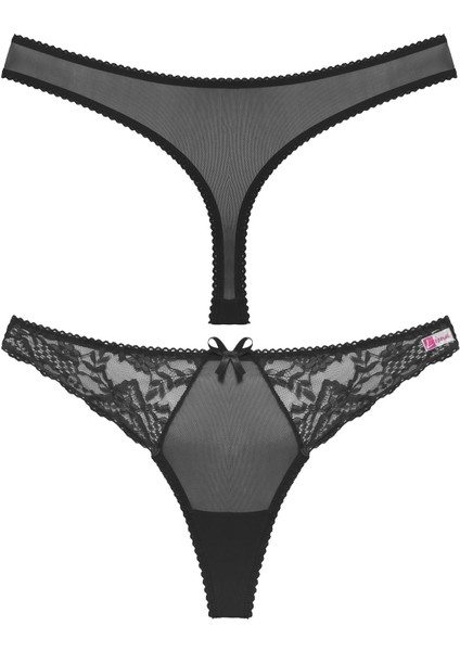 Yanları Dantelli Transparan Kadın Fantazi Iç Giyim Fantezi G String Tanga