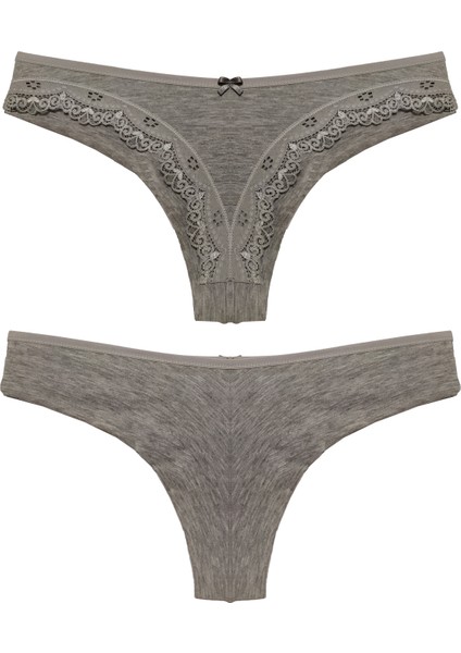 Kırmızı Gri Renk Seçenekli Kenarları Dantelli Brazilian Bikini Külot fırsatları