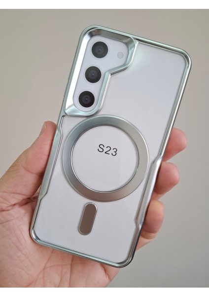 Samsung Galaxy S23 Kılıf Magsafe Şarj Özellikli Kamera Çıkıntılı Yanları Renkli Arkası Şeffaf