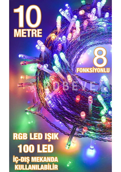 10 Metre 100 Ledli Fişli LED Işık RGB Karışık Renk Yılbaşı Led Işık Dekor Lambası Yılbaşı Ağacı Işığı Organizasyon LED Işık