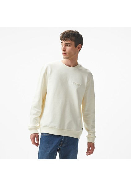Erkek Beyaz Regular Fit Sweatshirt