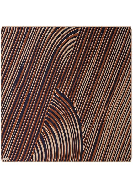 Lacivert Illüzyon Desen Twill Ipek Eşarp