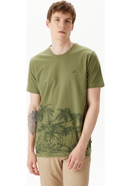 Erkek Yeşil Standart Fit T-Shirt