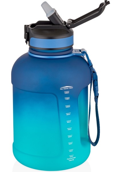 Pipetli Motivasyon Matarası 1700 ml Mega Büyük Boy Çift Renk 2 Farklı Renk fiyatları