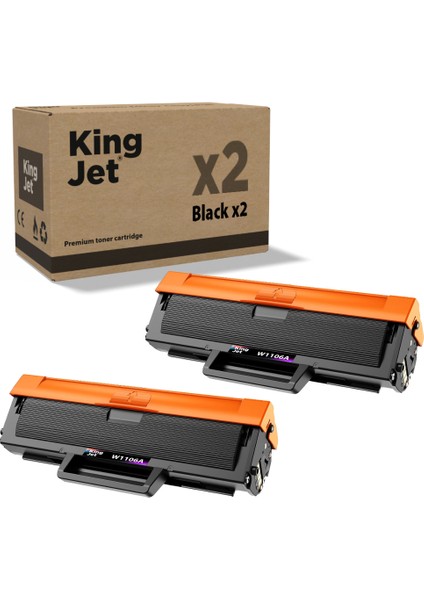 Kingjet® 106A / W1106A 2'li Paket - Hp Uyumlu Çipli Muadil Toner