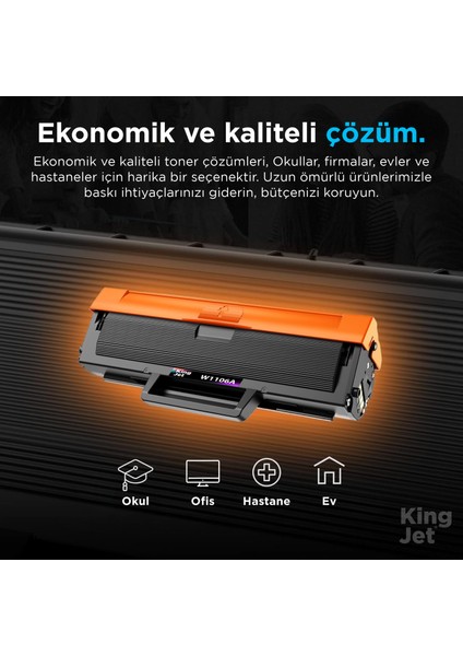 Kingjet® 106A / W1106A 2'li Paket - Hp Uyumlu Çipli Muadil Toner