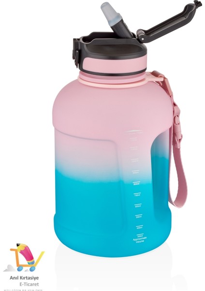 Pipetli Motivasyon Matarası 1700 ml Mega Büyük Boy Çift Renk 2 Farklı Renk fiyatları