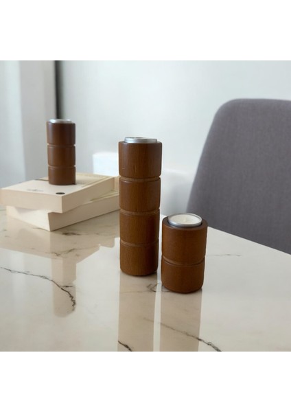 Silindir 3’lü Mumluk Kestane