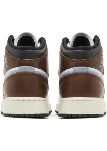 Air Jordan 1 Mıd Se Leather Sneaker Deri Bilekli Günlük Spor Ayakkabı Beyaz Kahve Duman modelleri