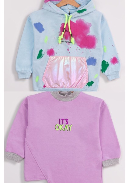 Kız Çocuk 2'li Paket Basic Sweatshirt