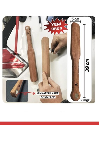 Boyasız Göçük Düzeltme Ahşap Çekiç 39X5CM Mıknatıslı